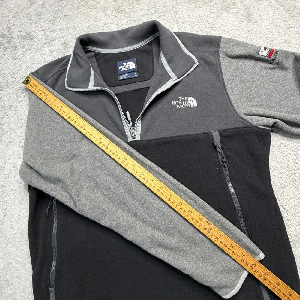 The North Face Mens Quarter Zip Fleece Lake Tahoe California Patch Gray Black L
